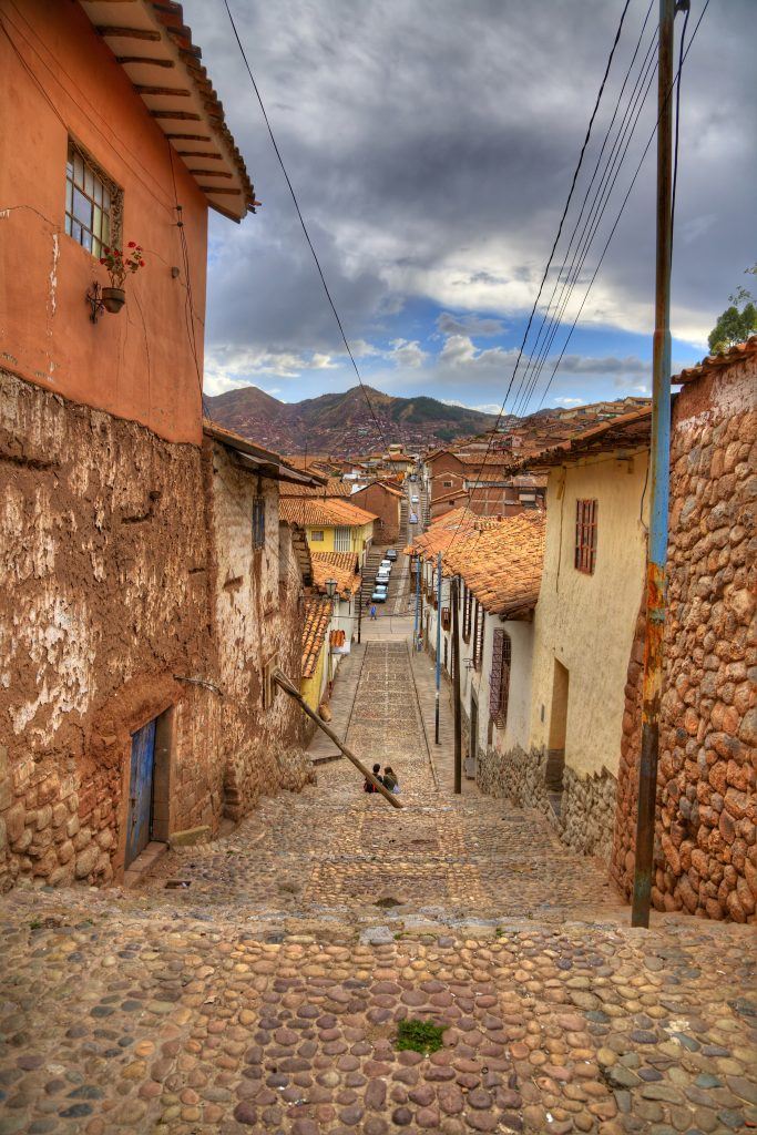 A typical old street in central part of Cusco, Peru. HDR image