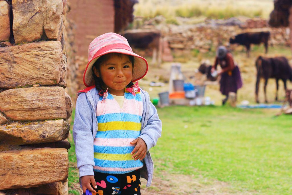 latin aymara little girl in the hat