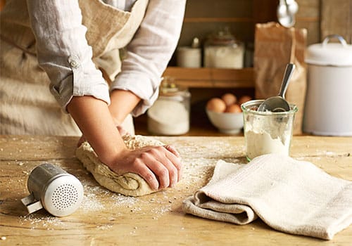 kneading bread