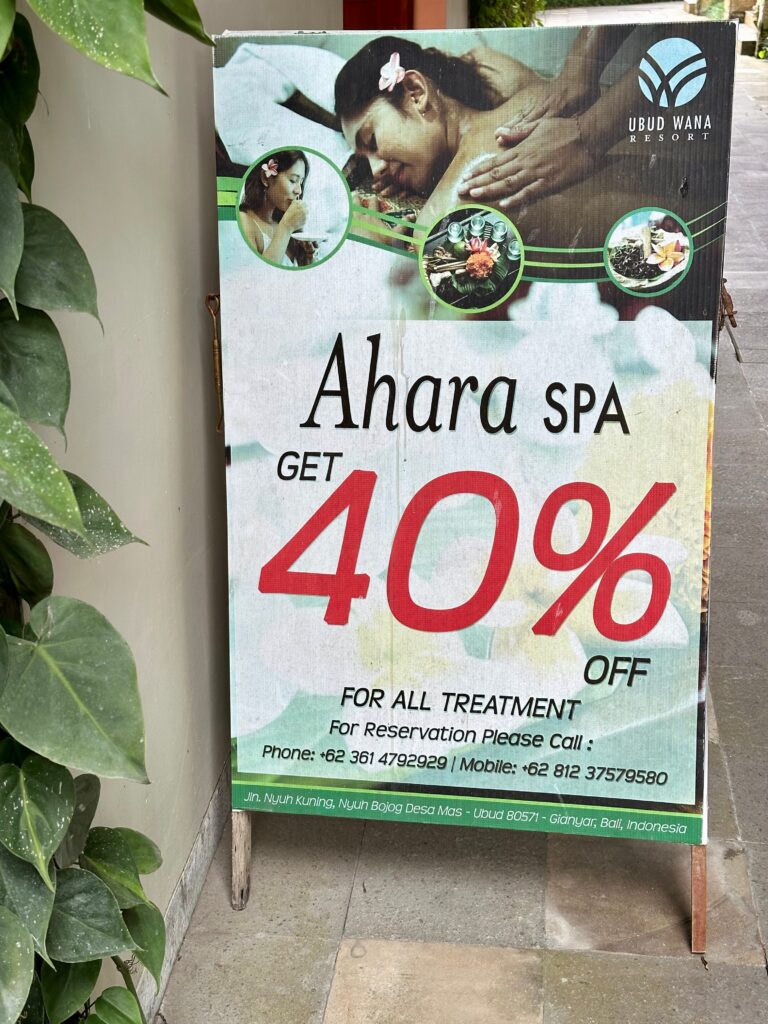 The permanent sale at the Ahara Spa, photo by Laura Davis