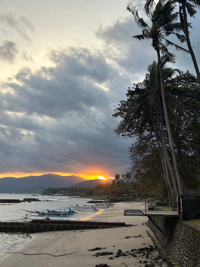 Sunset at Lotus Bungalows, photo by Joan Rita Rippe